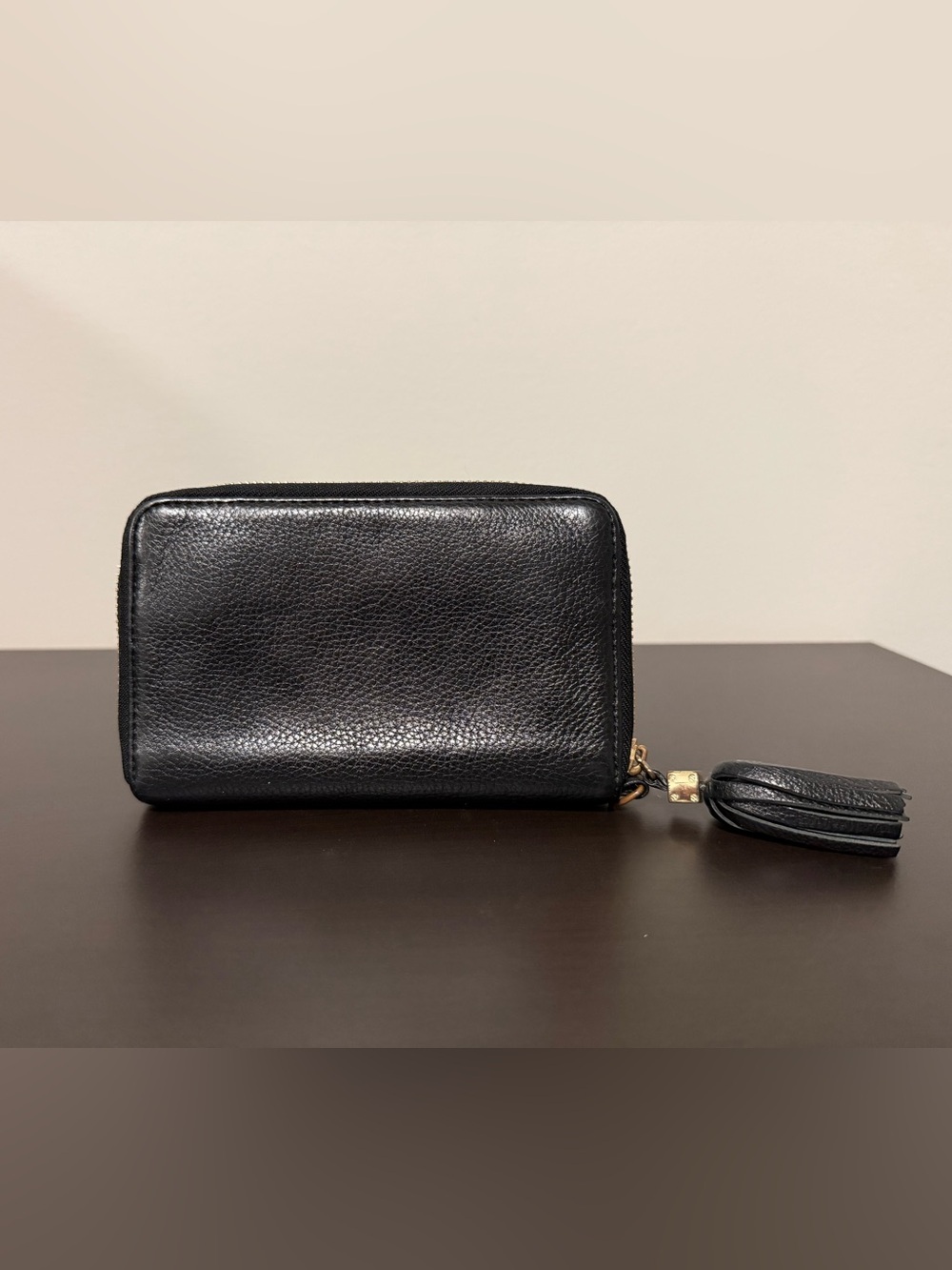Tory Burch Thea Zip Continental Wallet Black Leather Tassel - Picture 2 of 12